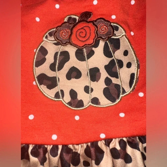 Marie Nicole Cheetah Pumpkin Girl’s Fall dress. size 12-18 months - Picture 3 of 4